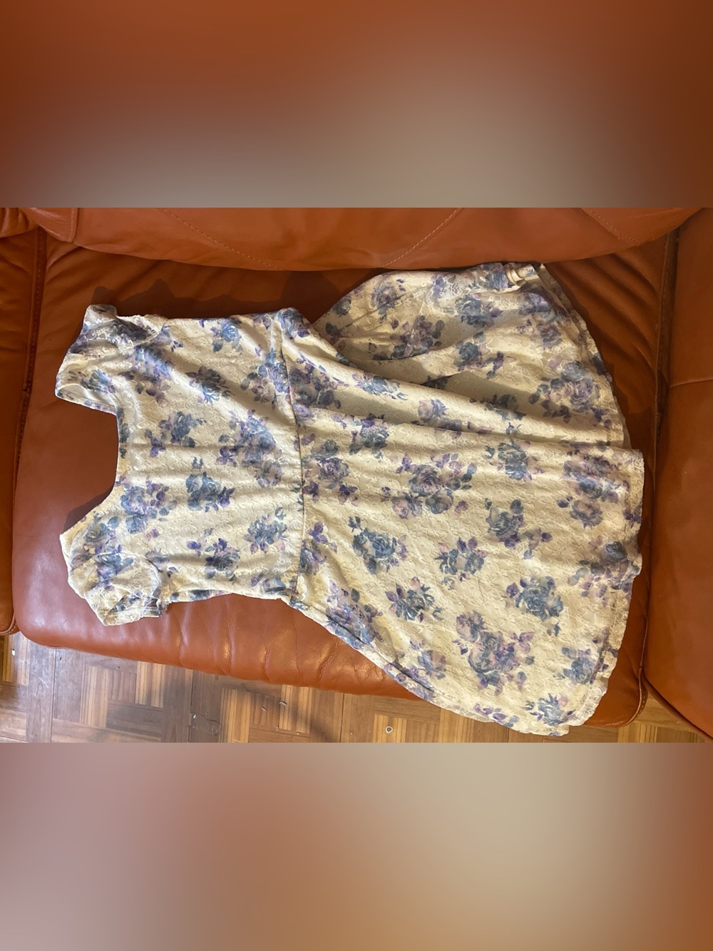 The Children's Place creamy dress with blue flowers and light and dark purple